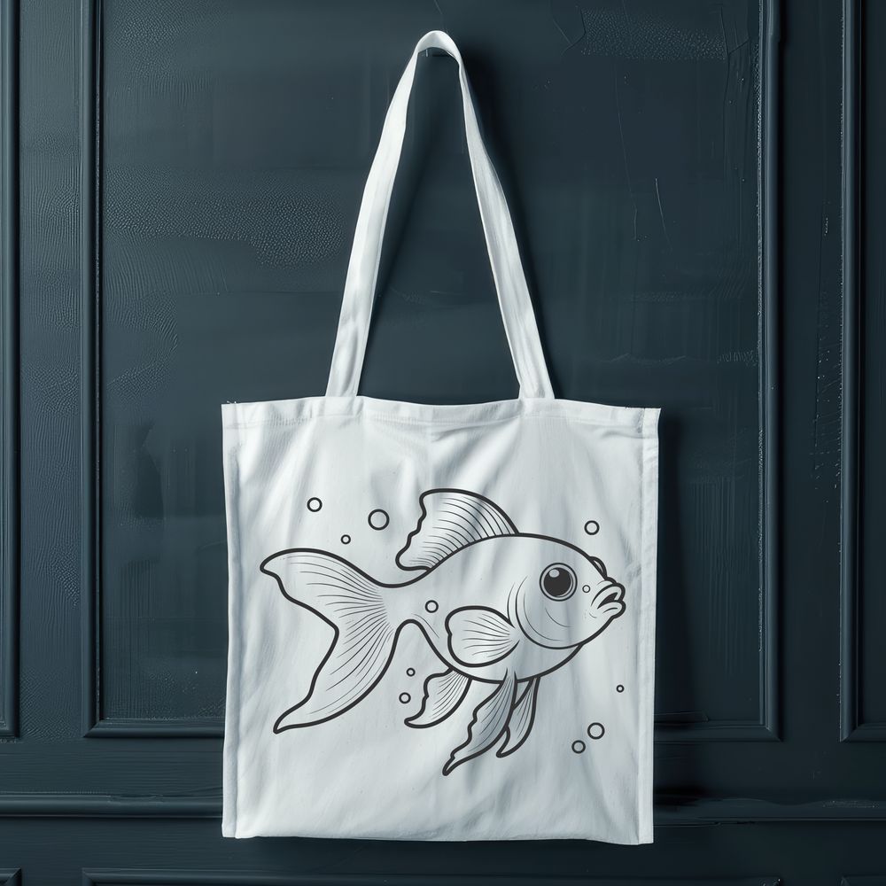 Beautiful Simple Fish Design A digital vector art design featuring a single goldfish with simple lines and shapes.