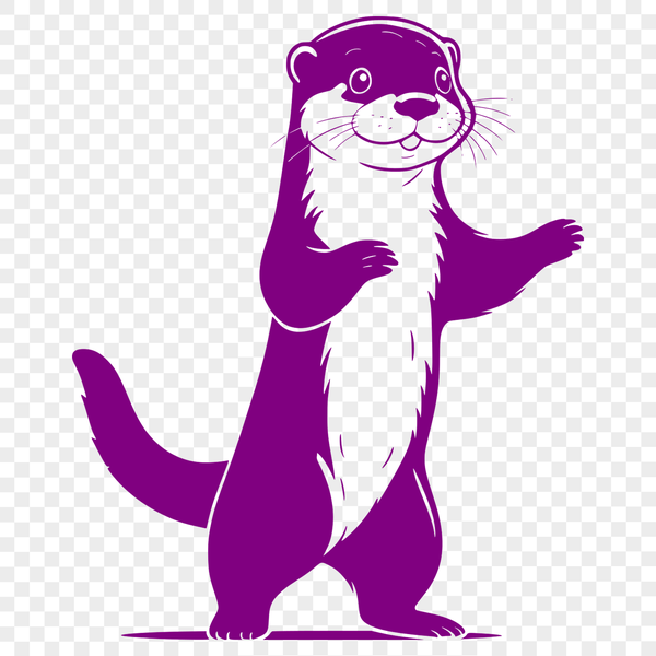 A digital illustration of a playful otter in a natural environment.