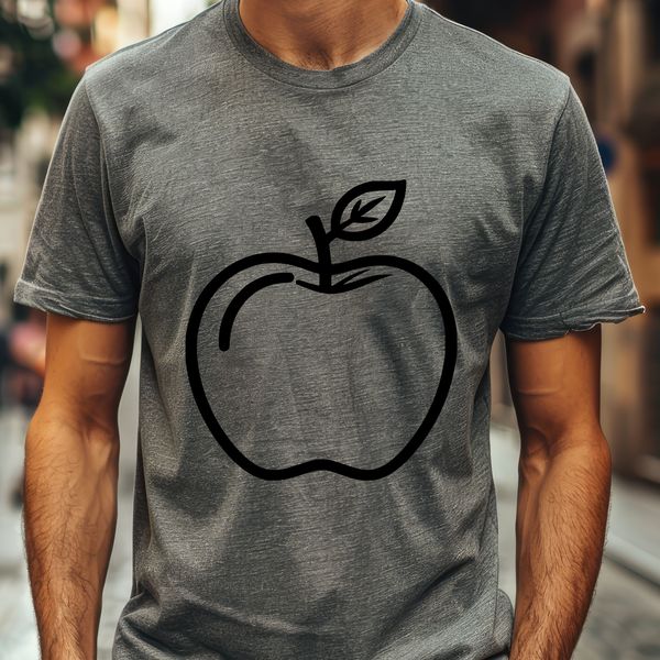 Simple Apple Design SVG A simple illustration of a red apple with leaves and stem.
