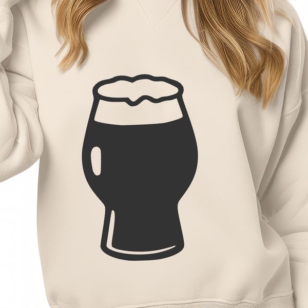 Frothy Glass Illustration A transparent outline of a beer glass filled with a frothy liquid.