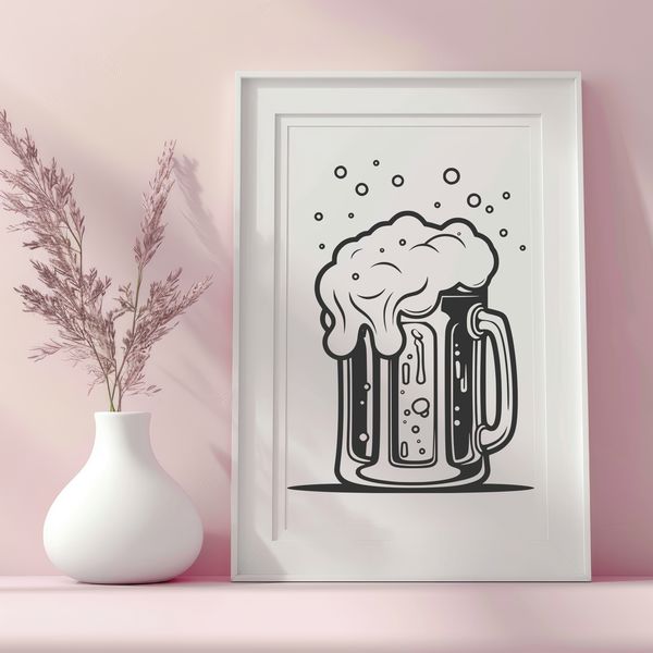 Free Vector Illustration of a Beer in a Glass A glass filled with beer, suitable for use in designs or crafts.
