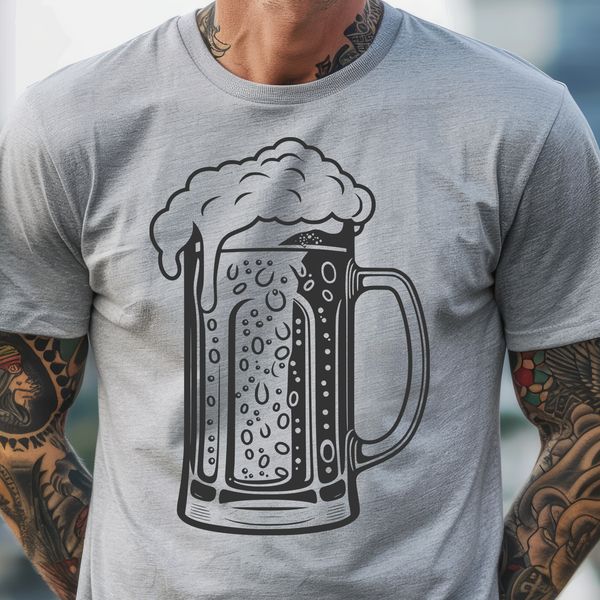 Stylized Glassware Vector Graphic A stylized illustration of a beer in a glass, suitable for vector design and cutting machine projects.