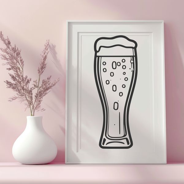 Glass Filled with Beer Vector Illustration A close-up of a glass filled with beer, ideal for vector art and digital design.