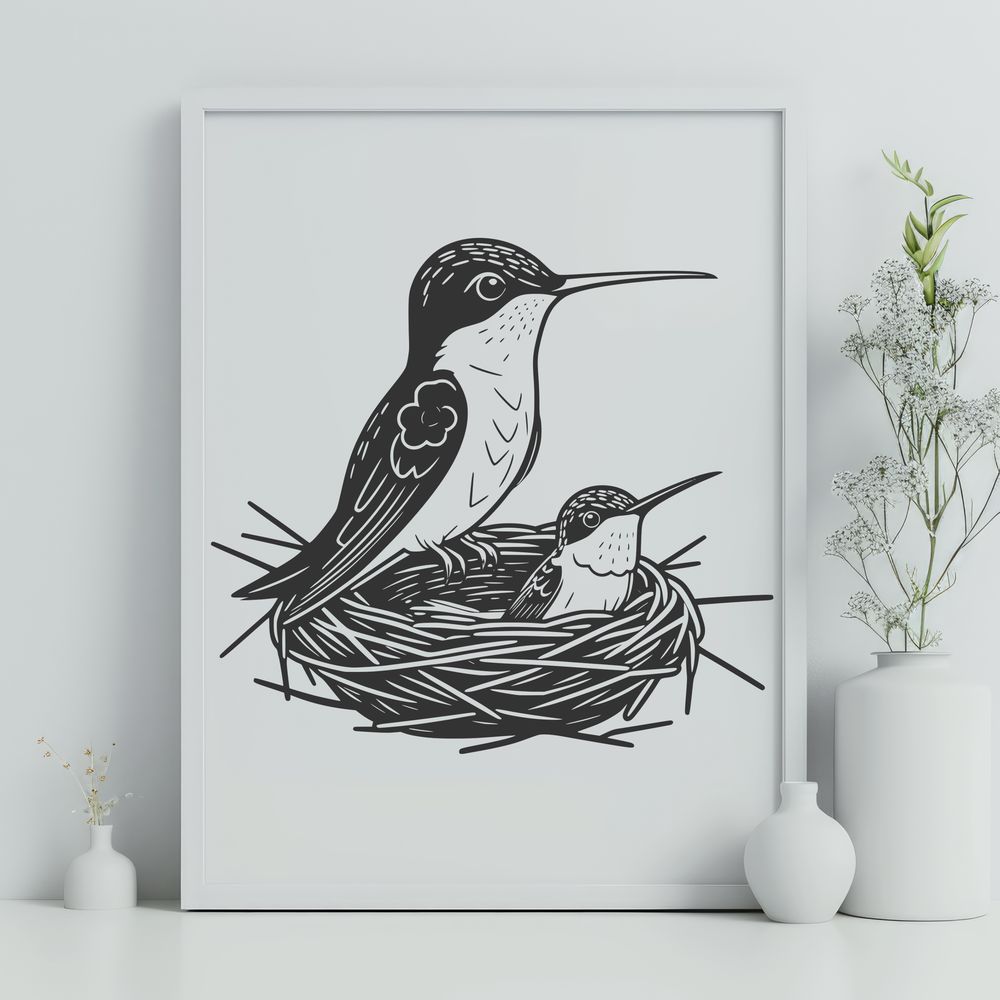 Free SVG Clipart of a Hummingbird A colorful illustration of a hummingbird perched on a branch.