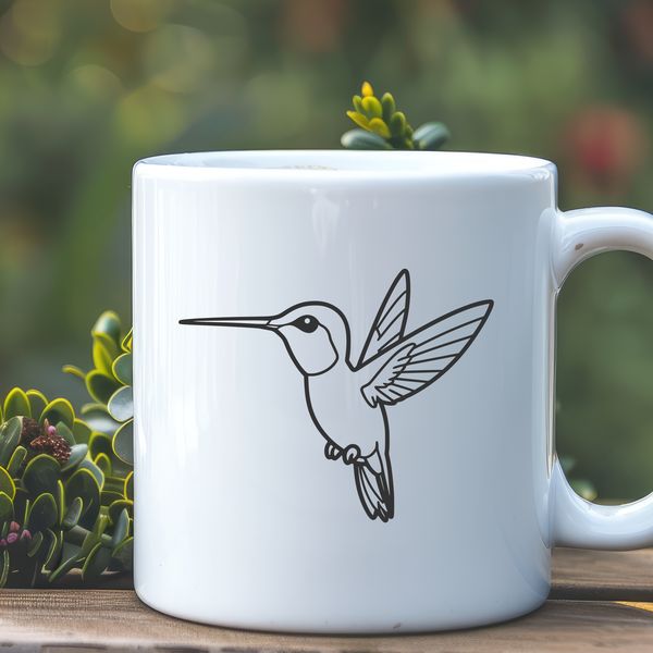 Floral Beauty with a Feathered Friend Illustration of a hummingbird perched on a flower, created as vector art.