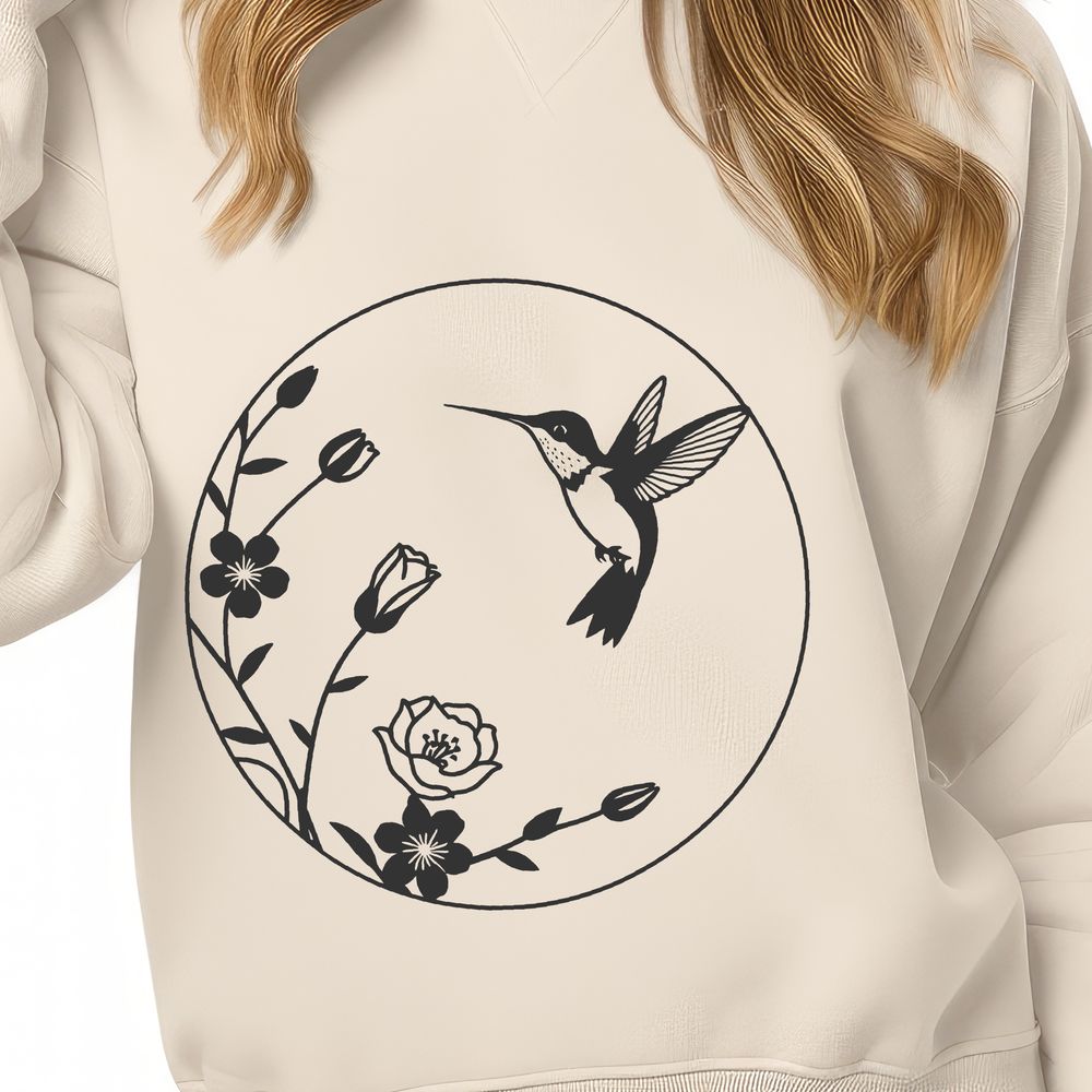Colorful Hummingbird Floral Design A colorful hummingbird perched on a flower, illustrating a vector bird design.
