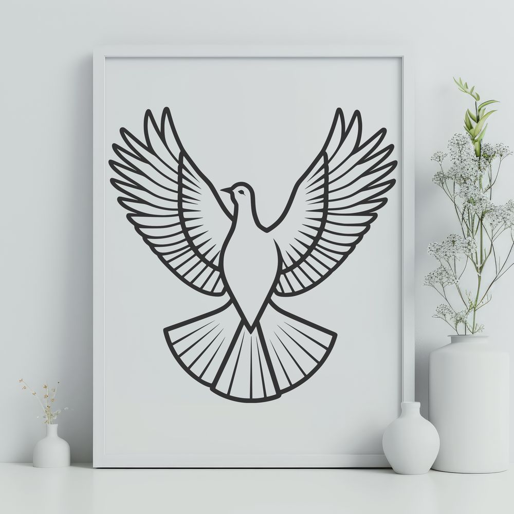 Religious Symbol Dove Design A simple illustration of a dove in flight, suitable for use as clip art or vector design element.