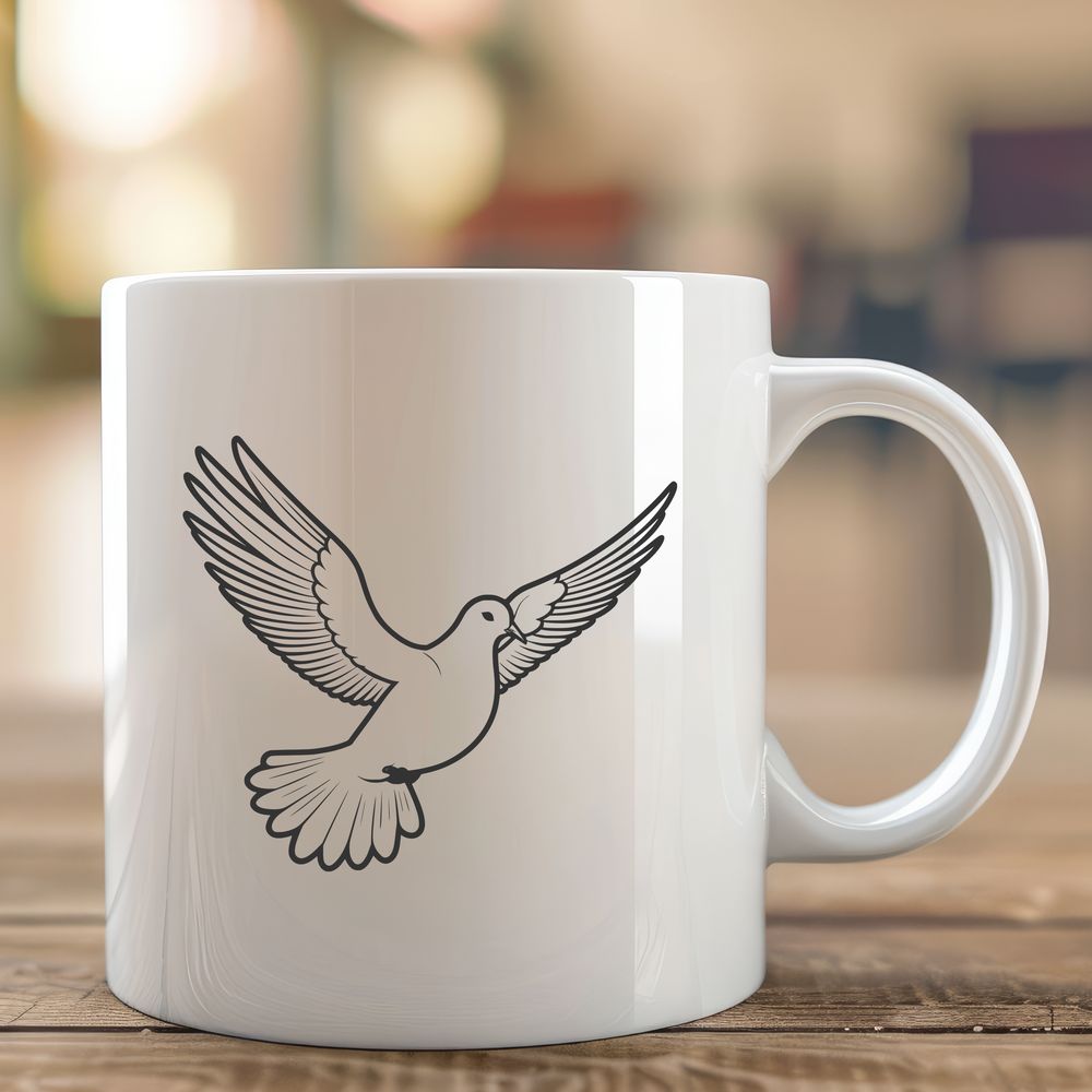 Free Dove Clip Art SVG File A stylized illustration of a dove with outstretched wings, suitable for religious or symbolic use.