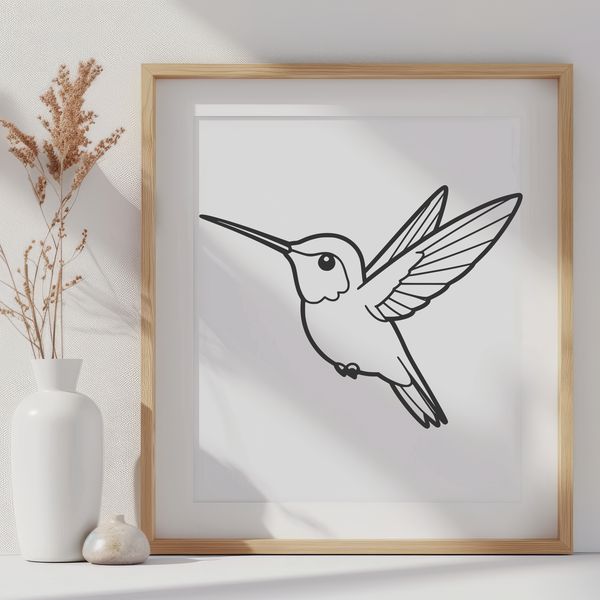Colorful Bird Silhouette Clip Art A colorful illustration of a hummingbird in flight, suitable for vector design and cutting machine projects.