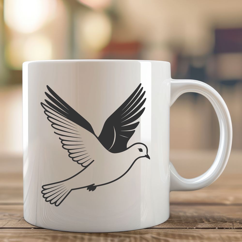 White Dove Clip Art Vector A white dove perched on a branch, symbolizing peace and serenity, available in vector format.