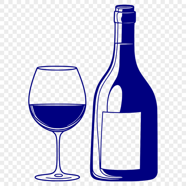 Stylized Wine Design An SVG vector art design featuring a stylized wine glass next to a bottle, ideal for crafting and DIY applications.