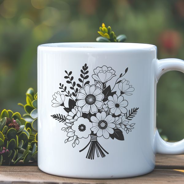 Whimsical Blooms Collection An illustration of a mixed floral bouquet featuring various types of blooms.