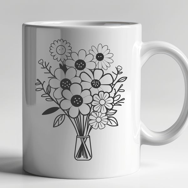Floral Arrangement Clip Art A digital bouquet of flowers arranged in a traditional style.