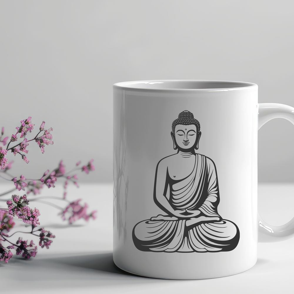 Buddhist Icon in Contemplation Vector illustration of a Buddhist figurine in meditation pose.