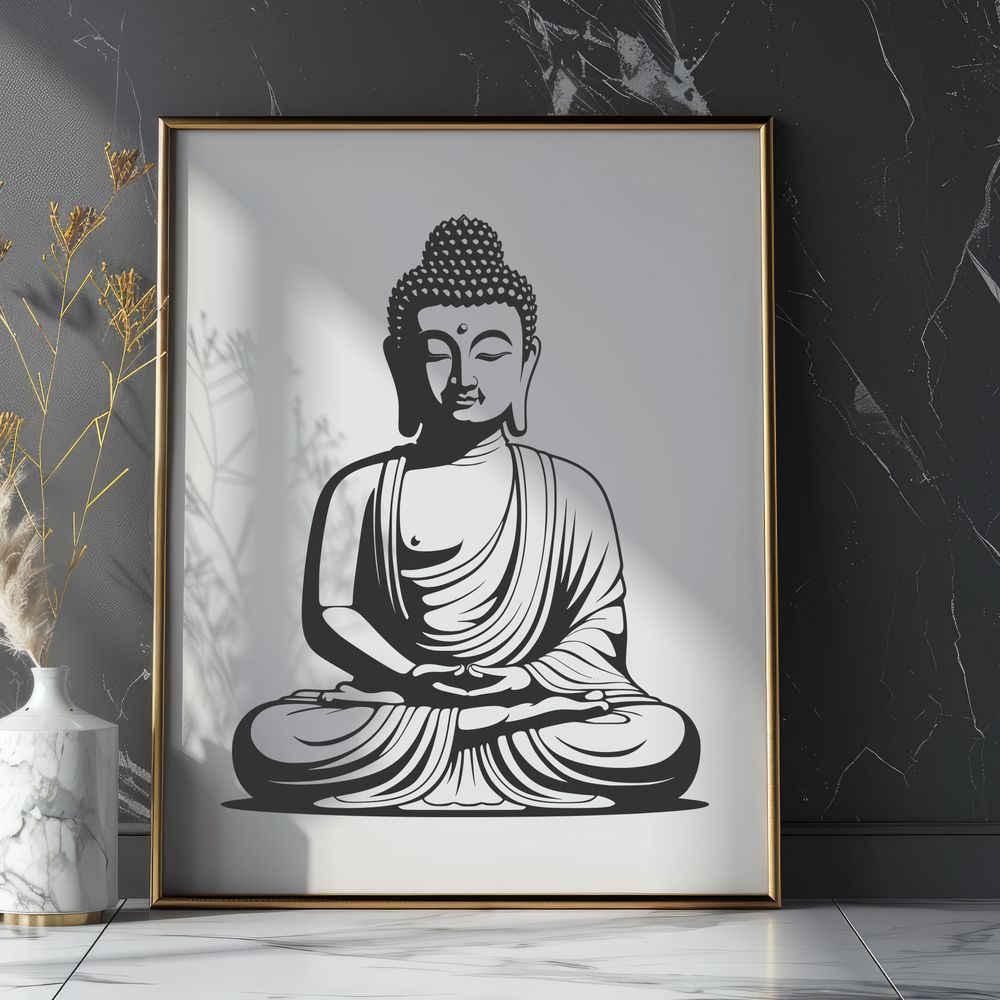 Beautiful Buddha in Meditation Illustration A vector illustration of the Buddha sitting in meditation with hands placed on knees.