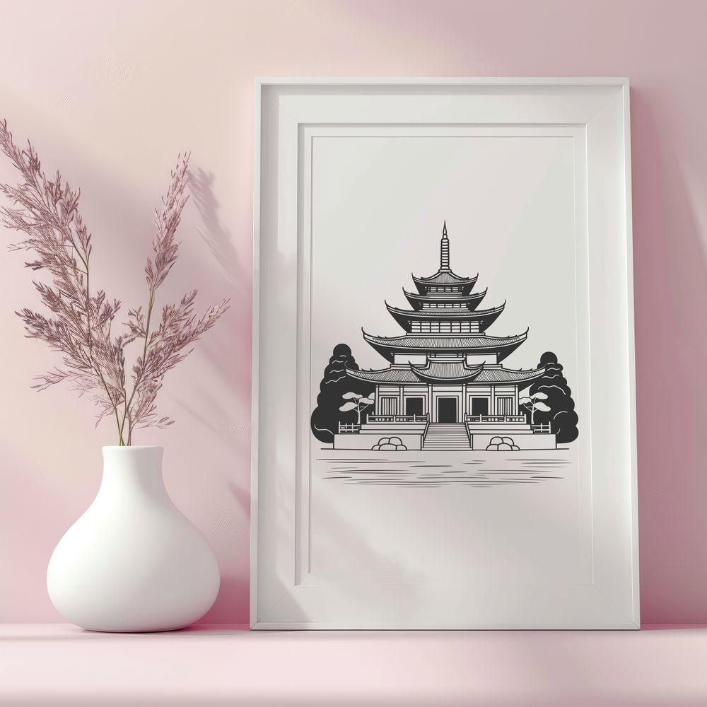 Free Vector Temple Clip Art An ornate design of a Buddhist temple in vector format for use in various applications.