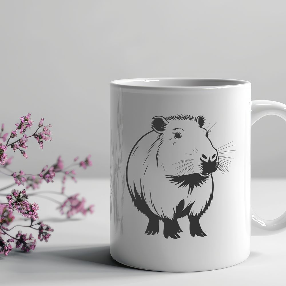 Free Capybara SVG Clip Art Graphic An SVG graphic featuring a realistic image of a capybara, suitable for use in digital designs and crafts.