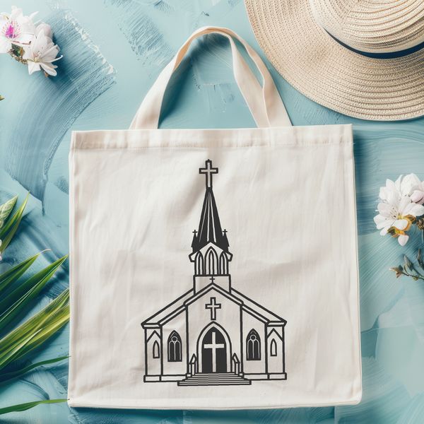 Beautiful SVG Clip Art of a Church Building A detailed illustration of a traditional Catholic church with a simple yet distinctive design.