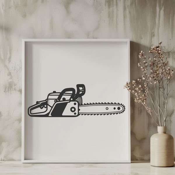 Free Cutting Machine Clip Art Image A graphic illustration of a chainsaw tool with sharp blades.