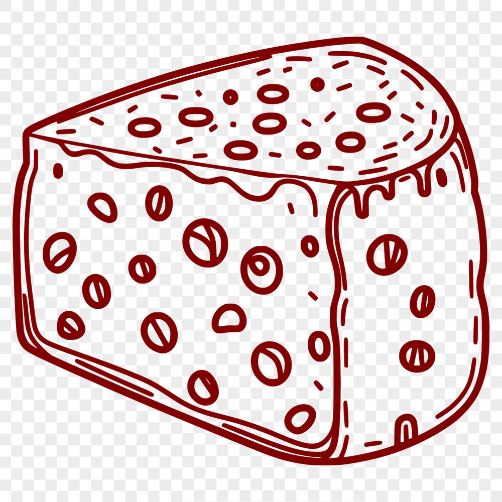 A high-quality illustration of a wedge of cheese in vector format.