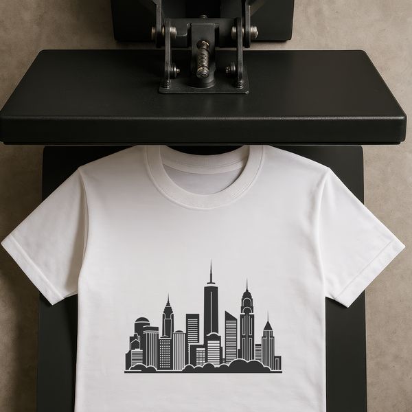 A digital illustration of a city skyline with iconic skyscrapers and buildings.