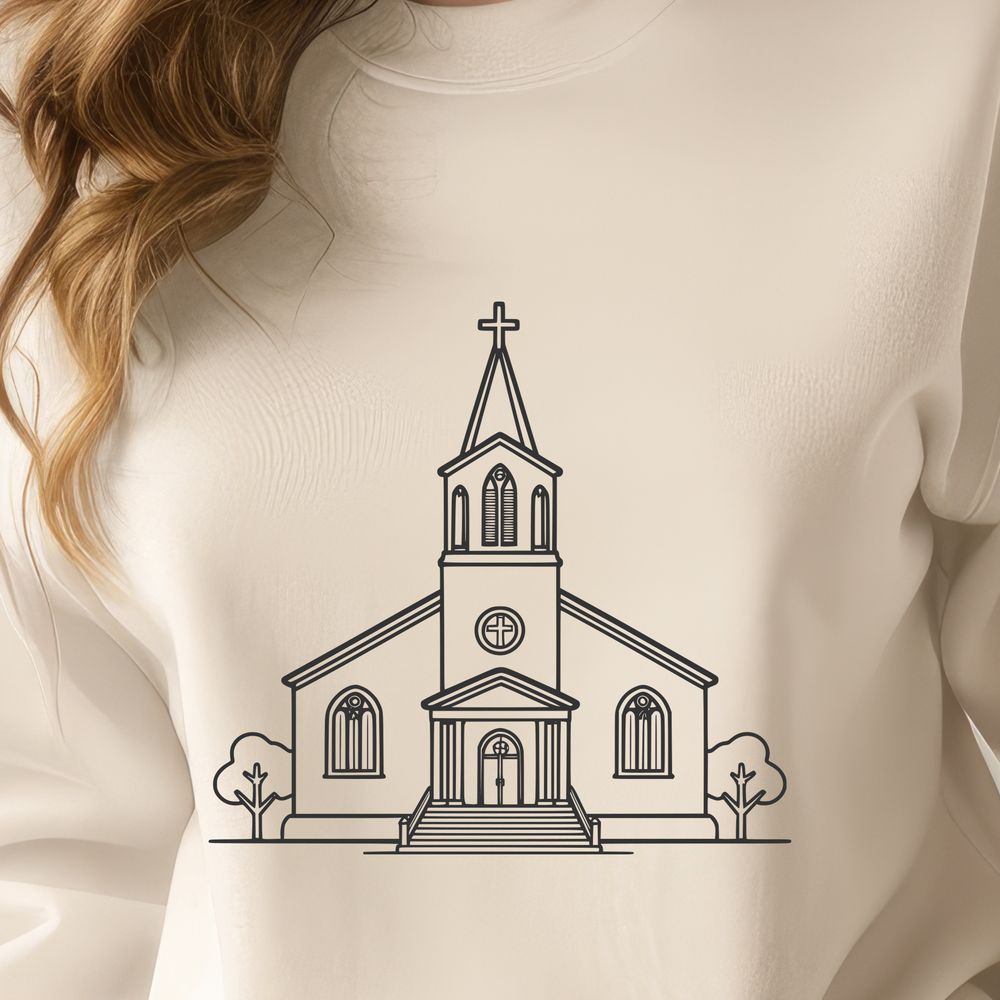 Elegant Baptist Church Illustration An SVG vector design featuring a classic Baptist church architecture, suitable for various applications.