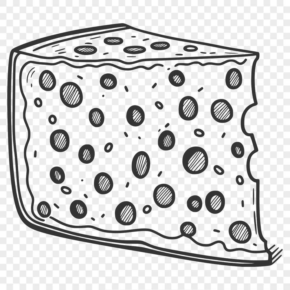 Wedge of Delightful Cheese Illustration A stylized illustration of a wedge of cheese, suitable for vector design.