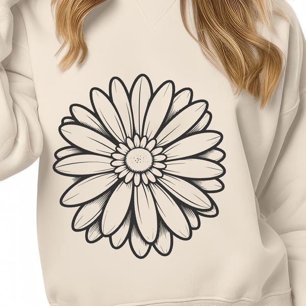 Beautiful Vector Daisy Illustration A detailed illustration of a daisy flower in vector format, suitable for cutting machines or laser engraving.