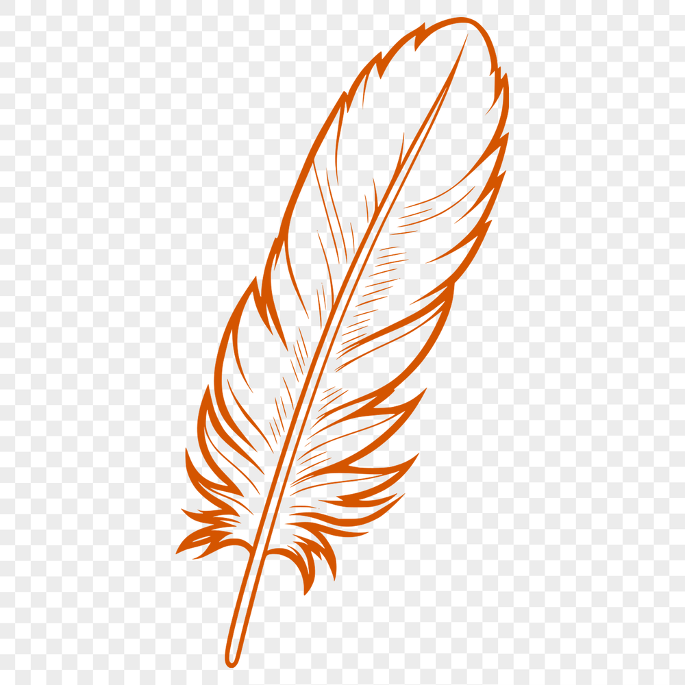 Free SVG Bird Feather Design A stylized illustration of a single bird feather with intricate details.