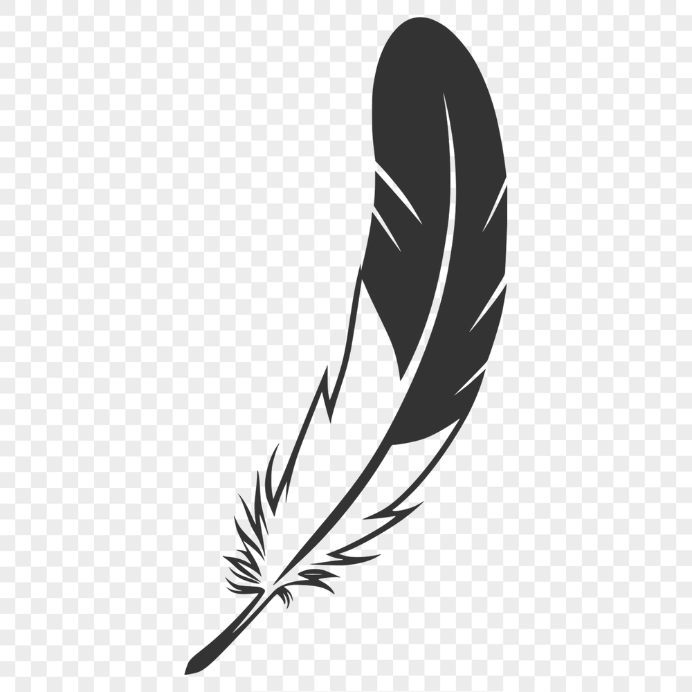 A Delicate Vector Feather Illustration A stylized illustration of a single feather in a 2D vector format.