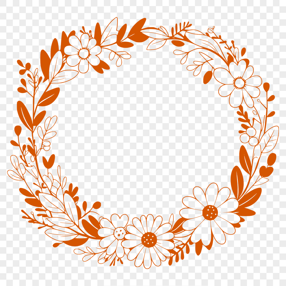 Decorative SVG Wreath Design for Cutting Machines An SVG illustration of a decorative floral wreath suitable for various cutting machines and design software.