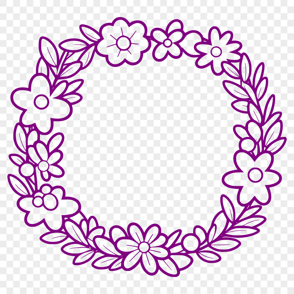 Floral Wreath Template - Editable SVG Design An editable SVG floral wreath template suitable for cutting machines and laser cutters.