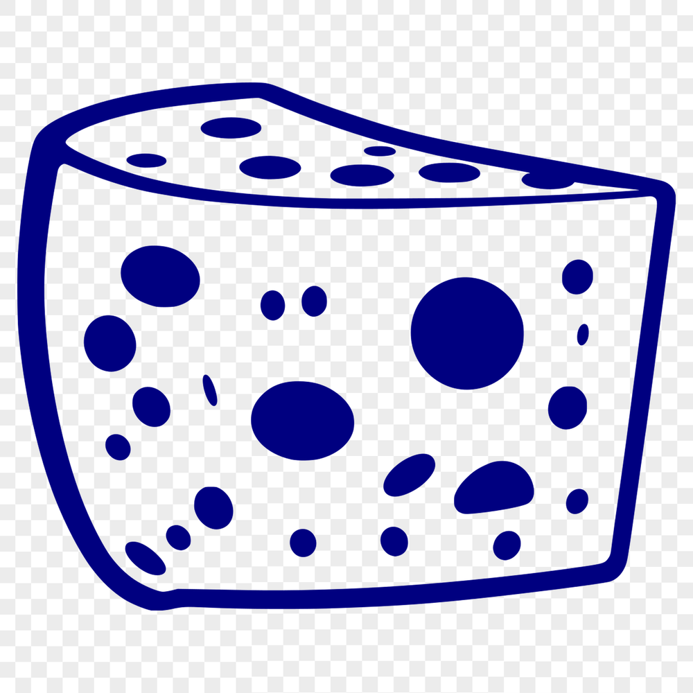 Customizable Cheese Graphic Vector art image of a block of cheese, designed for customization with graphics software like Procreate and Illustrator.