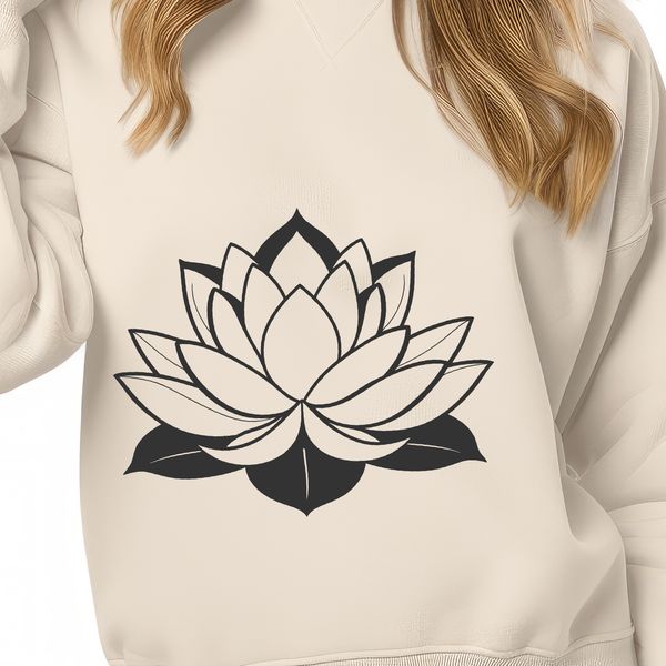 Elegant Sacred Blossom SVG A stylized illustration of a lotus flower, suitable for digital and print applications.