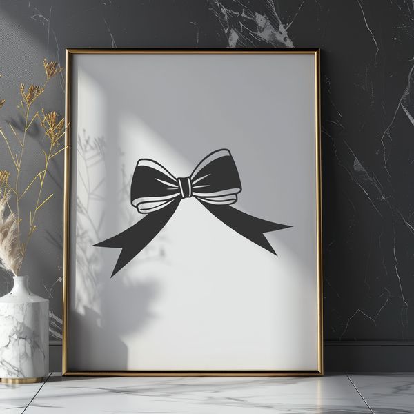 Tied Ribbon Accent A decorative bow with tied ribbon ends.
