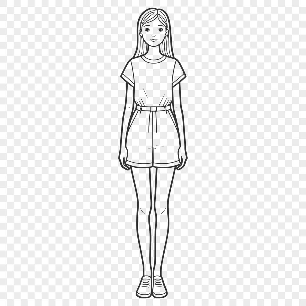 Modern Young Girl Illustration A digital illustration of a young girl in a modern outfit, suitable for vector design projects.