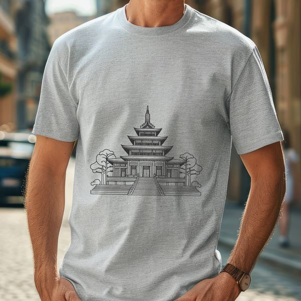 An elegant vector design of a Buddhist temple, suitable for various digital applications.