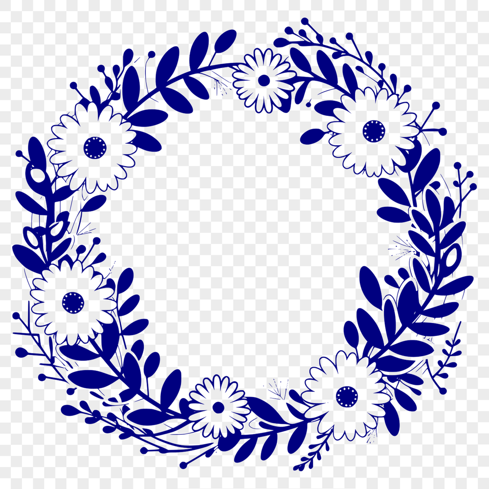 Intricate Flower Wreath Vector Artwork A floral design for crafting and design projects, featuring a decorative wreath made from intricate shapes.
