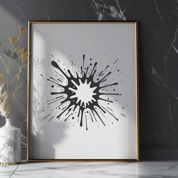 Irregular Droplet Pattern A colorful splat shape made up of irregularly shaped droplets, suitable for digital art and design projects.