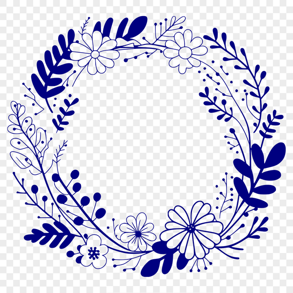 Simple floral wreath clip art suitable for cutting machines or laser cutters.