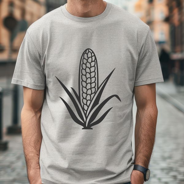 A 2D illustration of a corn on the cob, suitable for vector art and cutting machine designs.