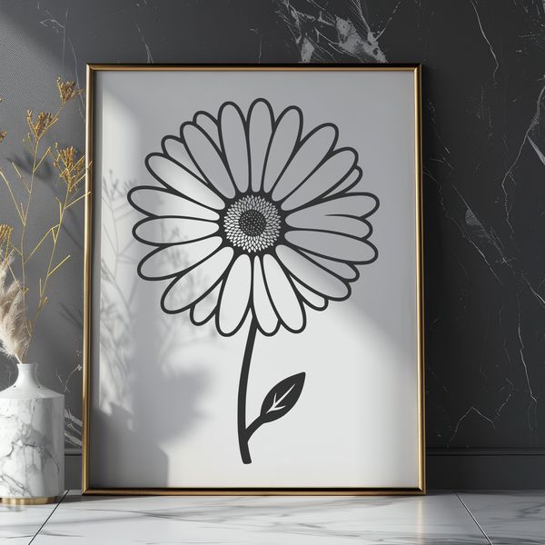 A digital representation of a single daisy bloom, designed as a scalable graphic element.