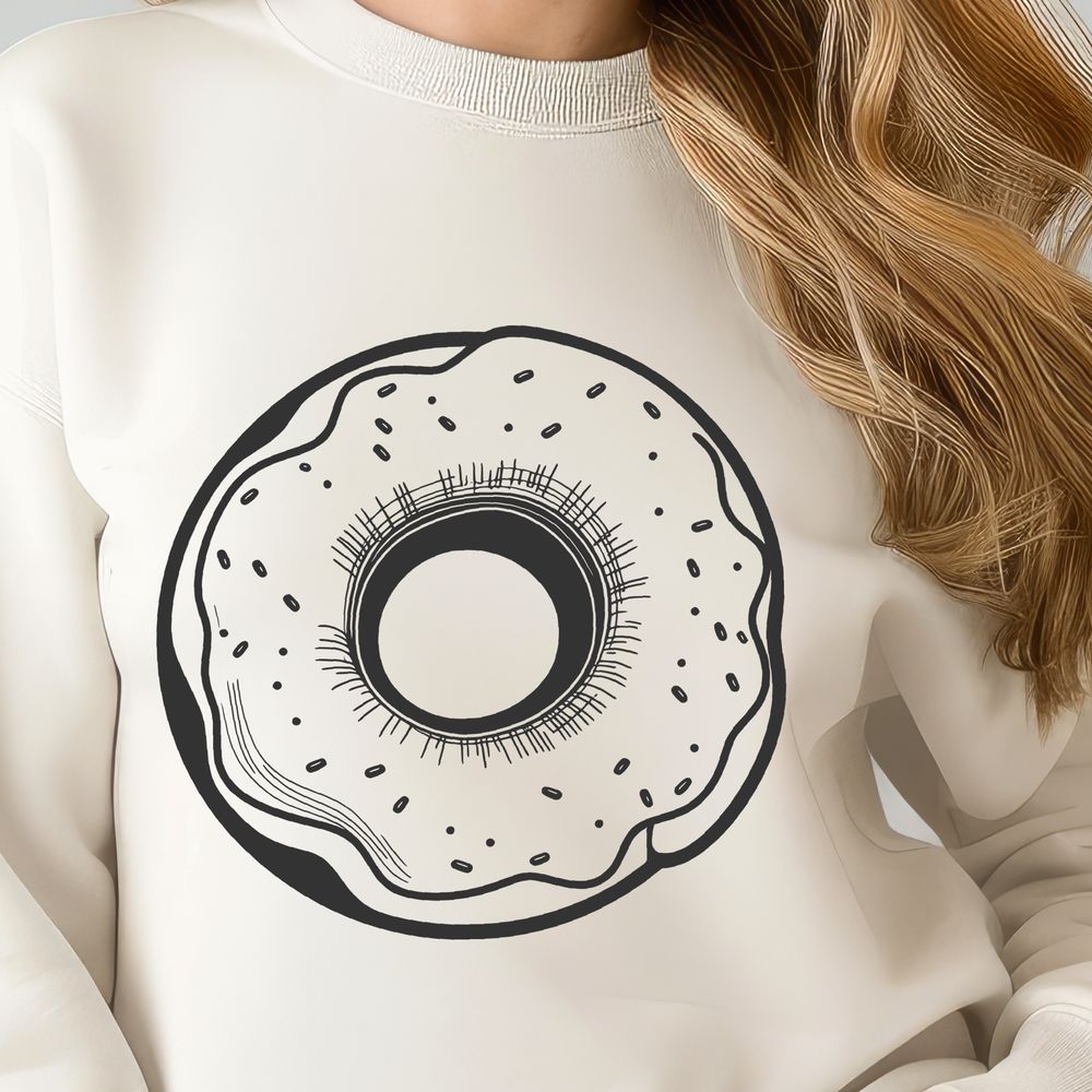 Delicious Donut Illustration Vector Design A digital illustration of a donut as a vector design, suitable for printing or cutting with precision.