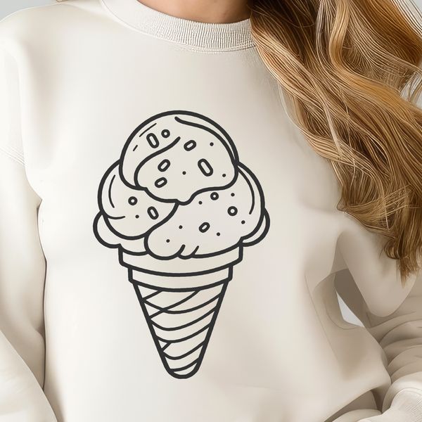 Beautiful Ice Cream Design A vector graphic representation of a serving of creamy dessert in a bowl with a few toppings.