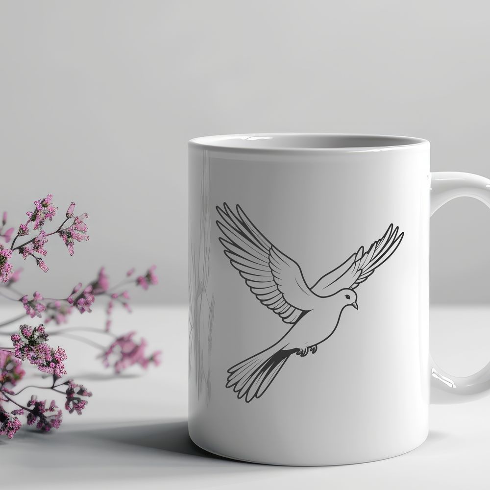 Flight Symbol Dove Vector Icon A simple vector illustration of a dove in flight, suitable for graphic design and crafting projects.