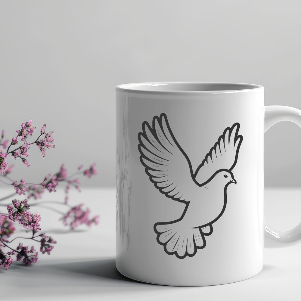 Symbolic Dove Illustration in Vector A digital representation of a white dove with outstretched wings, symbolizing peace and serenity.