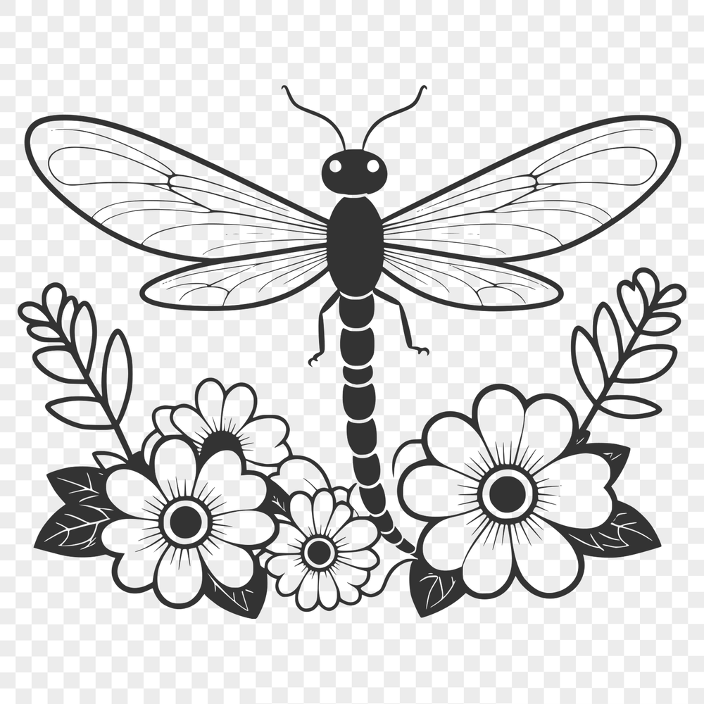 Free Vector Dragonfly Artwork A digital representation of a dragonfly with intricate details, suitable for cutting machine designs or vector art projects.