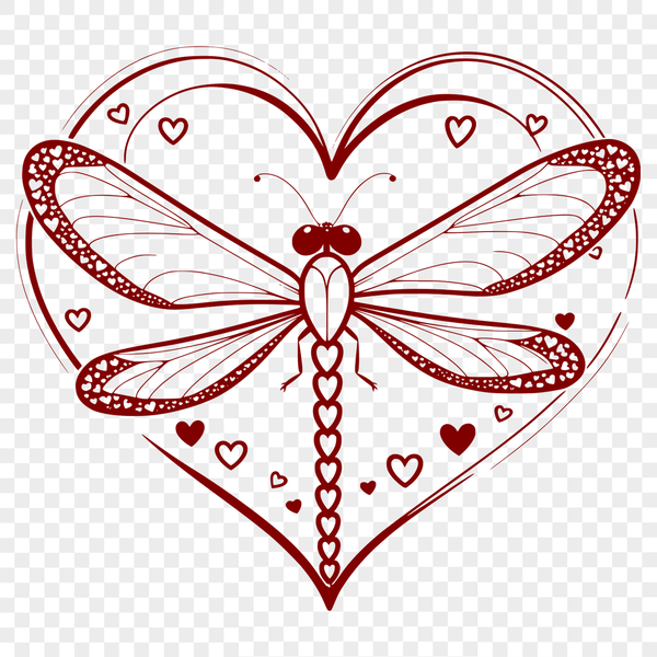 Colorful Dragonfly Design with Love Hearts A colorful dragonfly design featuring intricate details and love hearts, suitable for various creative projects.