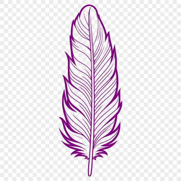 A single white feather with smooth edges, suitable for digital editing and cutting.