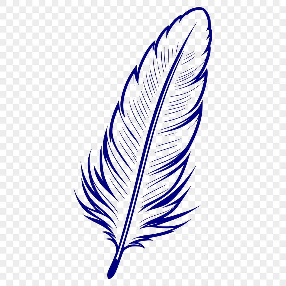 Simple White Feather Icon A single white feather with rounded edges and subtle texture, created as a vector design.